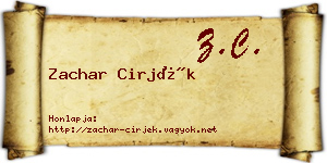 Zachar Cirjék névjegykártya